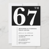 女性67歳エレガントの誕生日の招待シックシンプル 招待状 (正面)