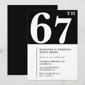 女性67歳エレガントの誕生日の招待シックシンプル 招待状 (正面/裏面)