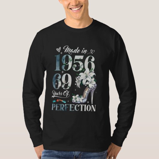 女性69番目の誕生日フローラ1956年に作られたギフト69 Tシャツ (正面)