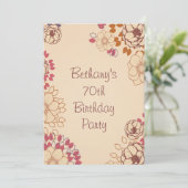 女性70誕生日カウトモダンフローラ 招待状 (スタンド正面)