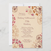 女性70誕生日カウトモダンフローラ 招待状 (裏面)