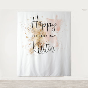 女性70誕生日フォトブース背景 タペストリー