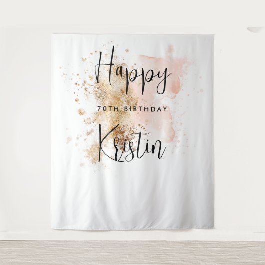 女性70誕生日フォトブース背景 タペストリー (正面)