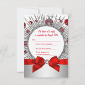 女性70thバースデーパーティーRSVPレッドシルバー 出欠カード (裏面)