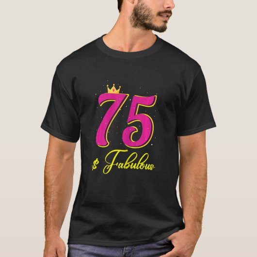 女性75歳の素晴らしいダイヤモンドクラウンハッピー7 Tシャツ (正面)