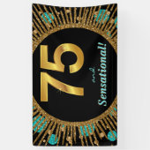 女性75番目の誕生日 横断幕 (縦)