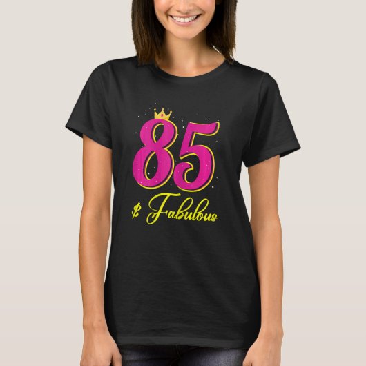 女性85歳の古い素晴らしいダイヤモンドクラウンハッピー8 Tシャツ (正面)