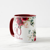女性90歳の誕生日フラワーマグ マグカップ (正面左)