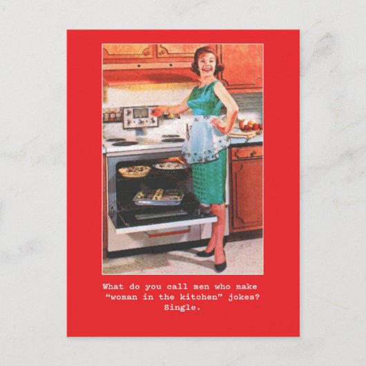 女性「おもしろいのみ」男性のジョークのカード ポストカード (正面)