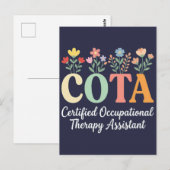 女性 おもしろい 花柄 COTA認定作業 ポストカード (正面/裏面)