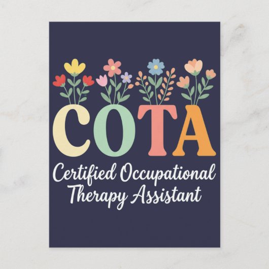 女性 おもしろい 花柄 COTA認定作業 ポストカード (正面)