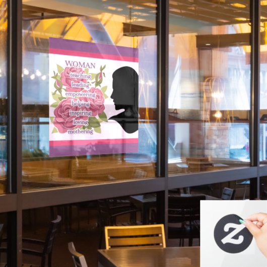 女性 ウィンドウサイン (レストラン窓)