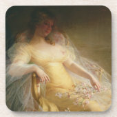 女性(キャンバスの油)のポートレート コースター (正面)