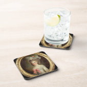 女性(キャンバスの油)のポートレート コースター (右側)