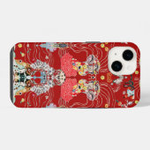女性,ケンタウロスの花柄 赤 白 クリムト柄 iPhoneケース (裏面横)