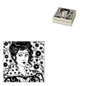 女性，ゴシックポートレート,フォークアート，花とつる植物 ラバースタンプ (押印)