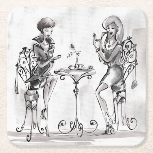 女性 スクエアペーパーコースター (正面)