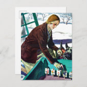 女性&スコットランド犬の種を植えるホリデーポストカー シーズンポストカード (正面/裏面)