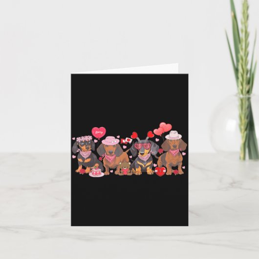 女性 ダックスフンド バレンタインデー ソーセージ ドッグ バンダナ カード (正面)