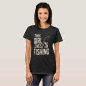 女性、ティーン、若者向けの釣り好きガールズデザイン Tシャツ (正面フル)