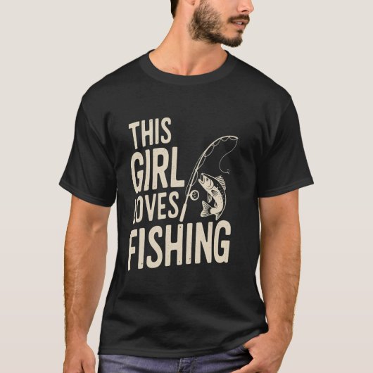 女性、ティーン、若者向けの釣り好きガールズデザイン Tシャツ (正面)