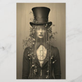 女性,トップハット&ベール,目を隠したCS1クラフト紙 (正面)