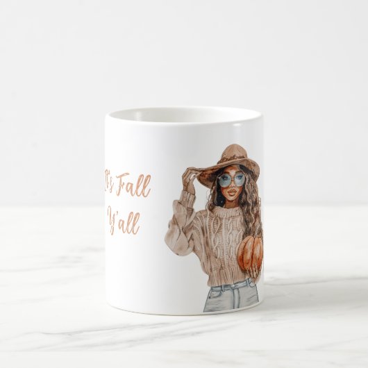 女性 ハロウィン かぼちゃ 秋ですね コーヒーマグカップ (中央)