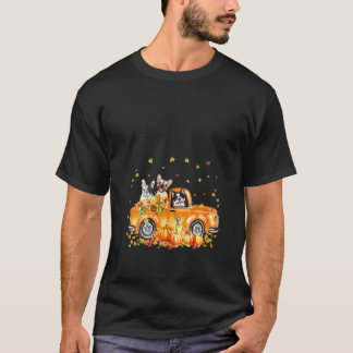 女性 フレンチブルドッグ トラック乗馬 カボチャ 秋 Tシャツ