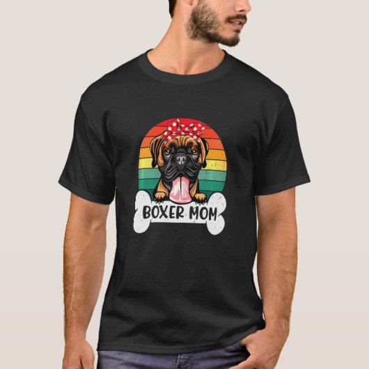 女性 ボクサー ママ 犬 ママ Tシャツ (正面)