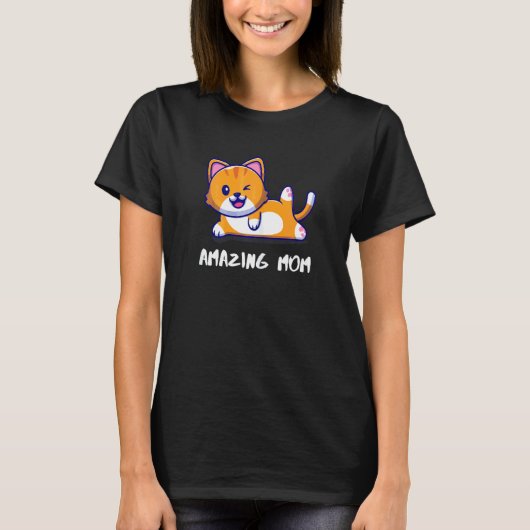 女性 ヨガ ママ 母の日 猫 2 Tシャツ (正面)