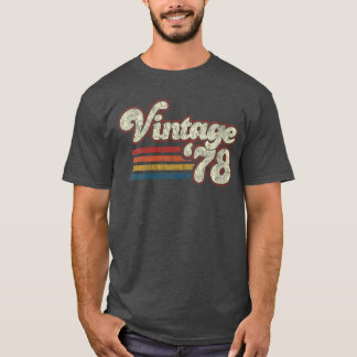 女性 レトロ ヴィンテージ 1978年 44歳の誕生日 Vネック 友達 Tシャツ