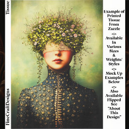 女性　レースのブラインドフォールド & フラワーロウンデコパージュ EM8 薄葉紙