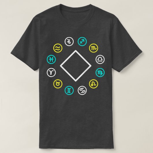 女性〔占星術の〕十二宮図ホイールアストロロジー占星術女性ティー Tシャツ (デザイン正面)