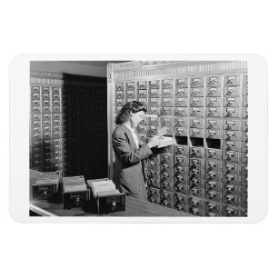女性/図書館カードカタログヴィンテージ マグネット