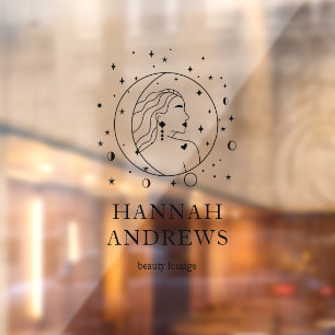 女性，太陽，月，スター，ビジネス名ブランディング ウィンドウサイン