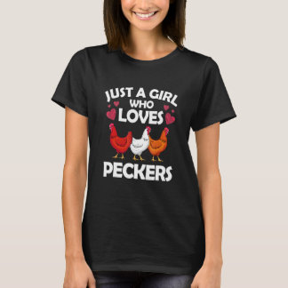 女性、女子、養鶏家、鶏の群れのための面白い鶏デザイン Tシャツ