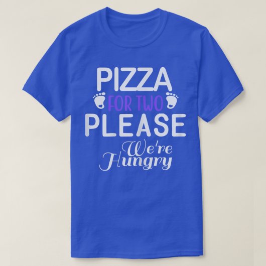 女性 妊娠中 ママ 赤ちゃんの足跡 ピザ好き22 Tシャツ (デザイン正面)