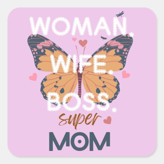 女性，妻，ボス,すごい母 スクエアシール (正面)