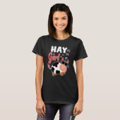 女性 少女 牛 酪農 牧場 Tシャツ (正面フル)