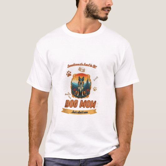 女性+犬+オーナー+愛好家+MOM Tシャツ (正面)