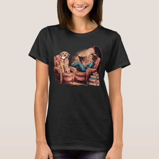 女性 犬 本 愛好家 人生 面白い 読書好き Tシャツ (正面)