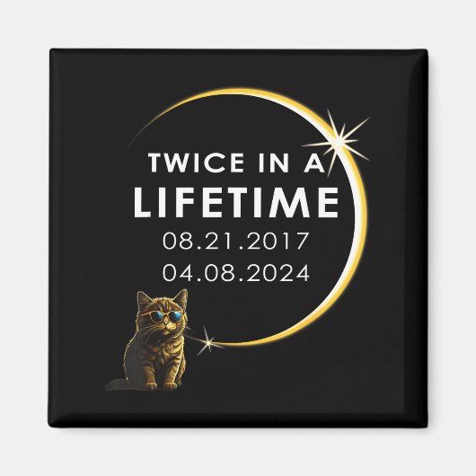 女性 猫 皆既日食 TWICE マグネット (正面)