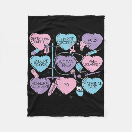 女性 産婦人科 バレンタインデー 看護師 産婦人科医 産科 フリースブランケット (正面)