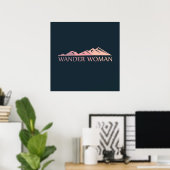 女性 登山 キャンピング ポスター (ホームオフィス)