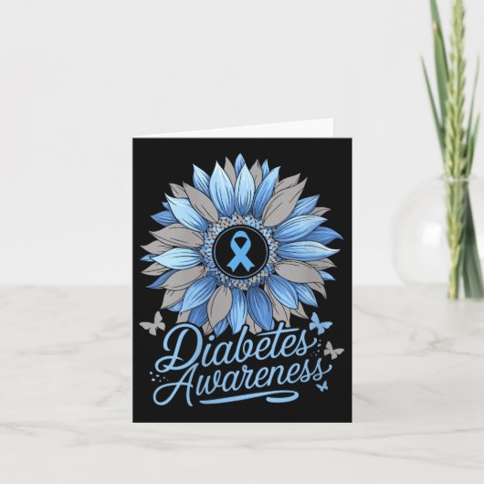 女性 糖尿病 Awareness 花 Vネック カード (正面)
