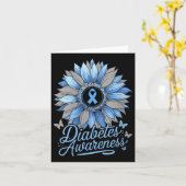 女性 糖尿病 Awareness 花 Vネック カード (黄色い花)