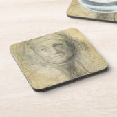 女性(紙の鉛筆)の頭部 コースター (左側)