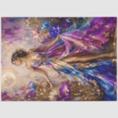 女性 紫 青 ドレス 月 花 デコパージュ 薄葉紙 (正面)