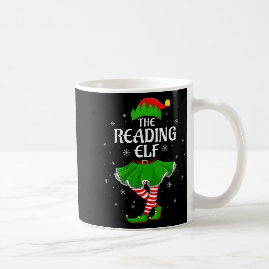 女性 読書エルフ クリスマス ファミリー 女子 女性 エルフ コーヒーマグカップ (右)