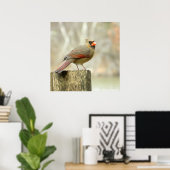 女性（鳥）ショウジョウコウカンチョウオンフェンスポスター ポスター (ホームオフィス)